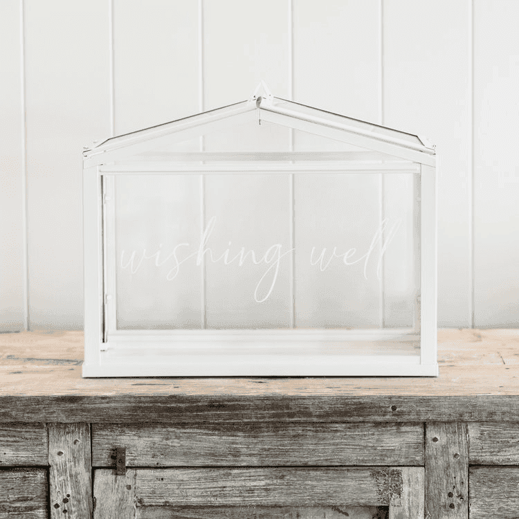 WHITE GLASS WISHING WELL